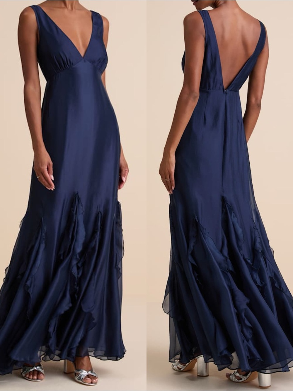 Lulus | Deluca Navy Floral Sleeveless Ruffled Maxi Dress